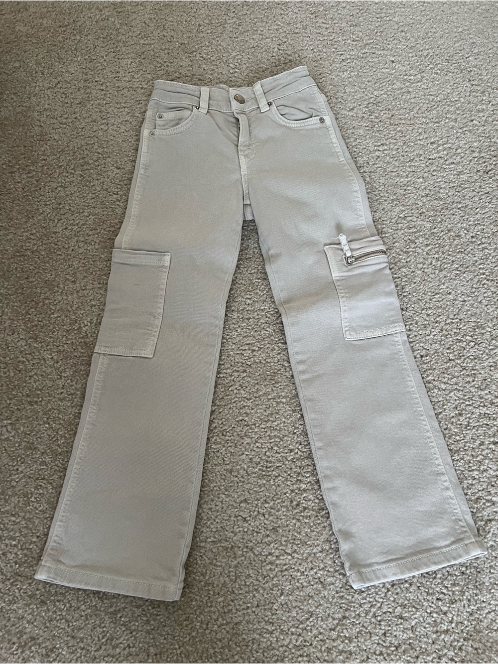 Zara Kids Beige Cargo Jeans with Utility Pockets size 7
